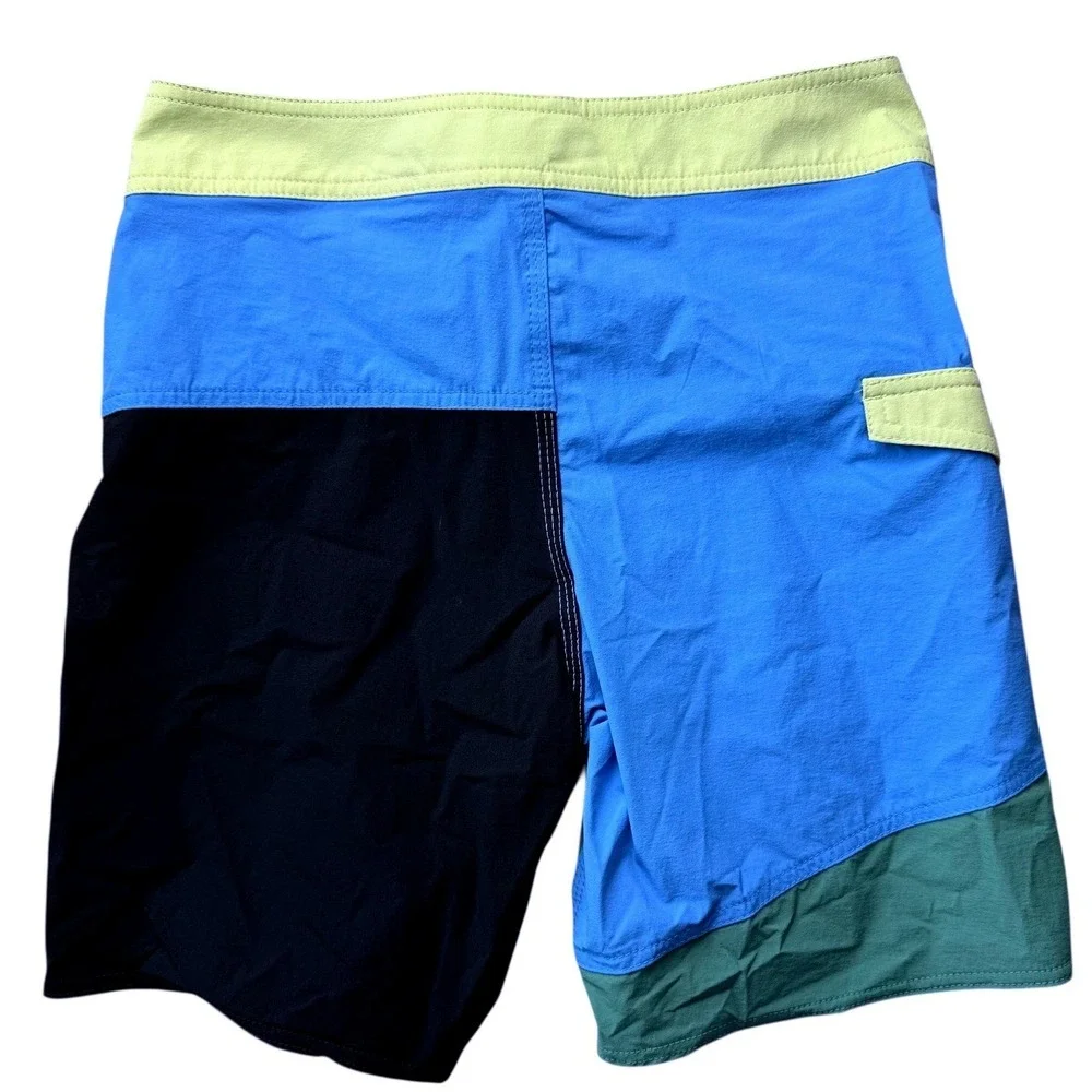 Volcom Boys‎ Size 29 18 Colorblock Board Shorts Black Blue Swim Shorts NWT